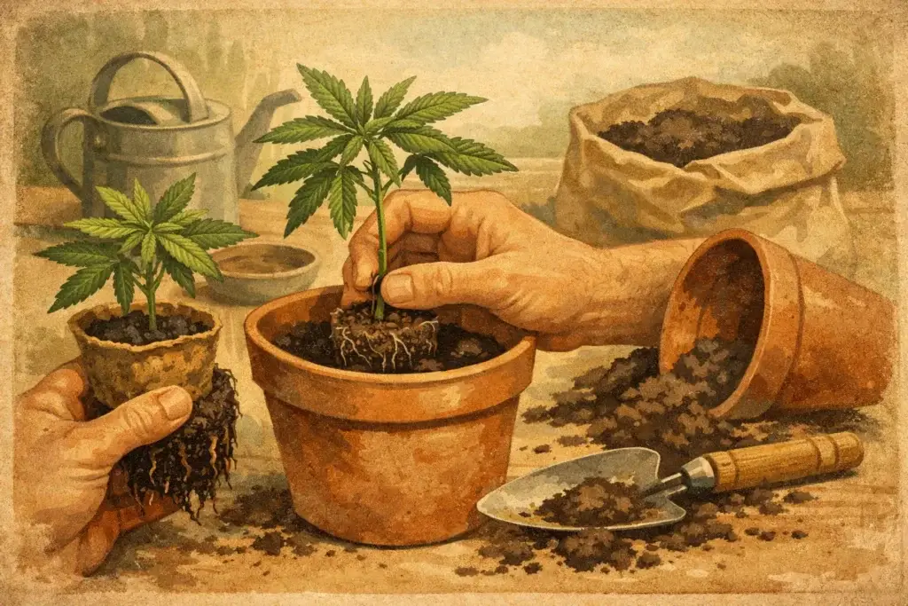 Wann Cannabis Sämlinge umtopfen?