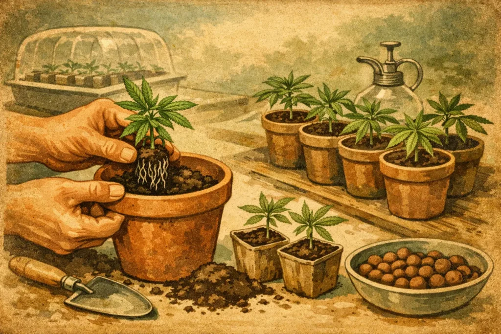 Cannabis Stecklinge richtig eintopfen