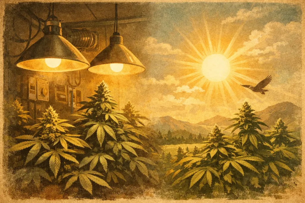 Kunstlicht versus Sonnenlicht bei Cannabis